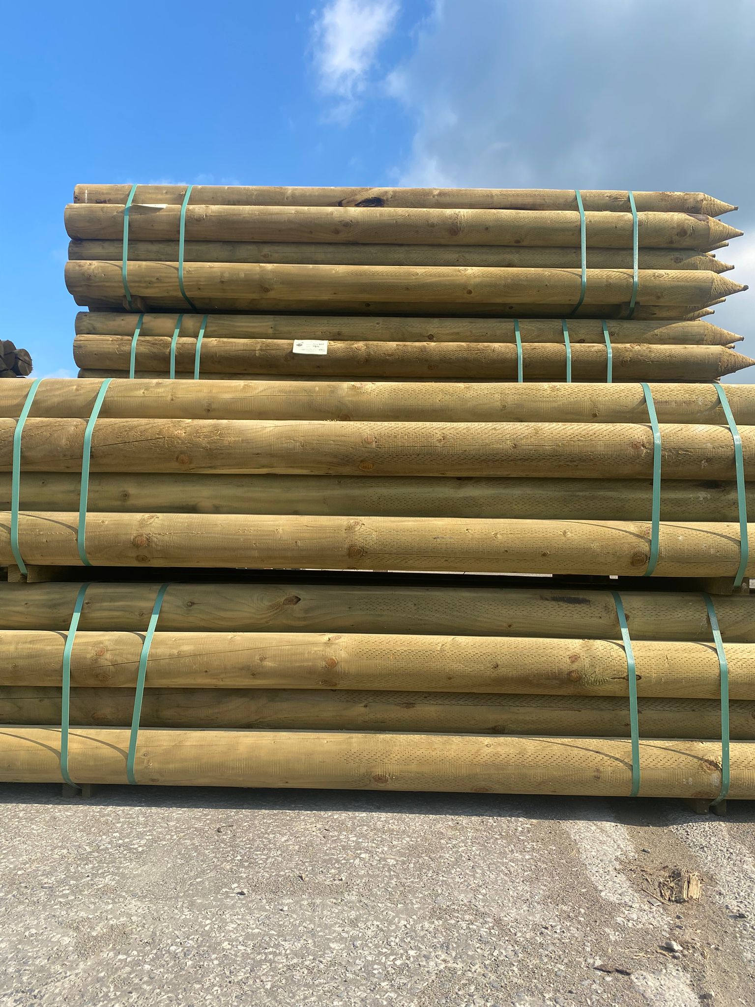 Platinum Incised Round Pointed Post - 150mm x 3.0m