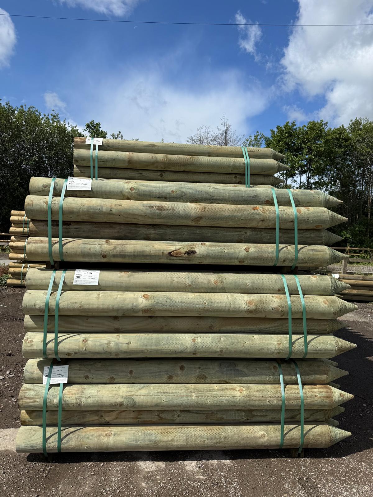 Platinum Incised Round Pointed Post - 150mm x 2.1m